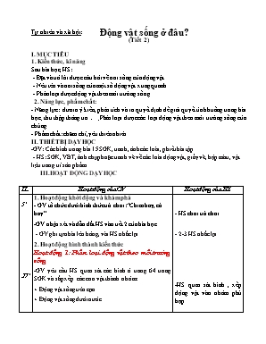 Giáo án Tự nhiên và xã hội Lớp 2 (Chân trời sáng tạo) - Tuần 16 - Bài Động vật sống ở đâu